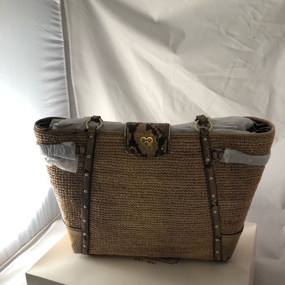 COACH Python Straw Natalie Tote NWT - Picture 2 of 4